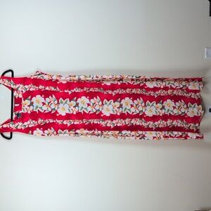 Royal Creations Red Hibiscus Maxi Dress Size XL Side Slit Made in Hawaii